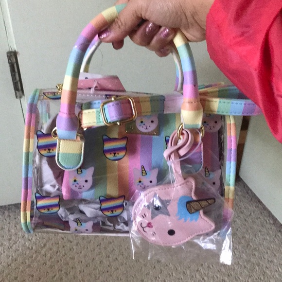 New Betsey Johnson clear unicorn face bag rare - Picture 5 of 7